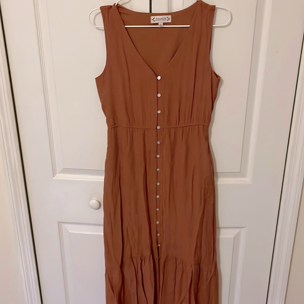 Maxi dress brown ankle length button down